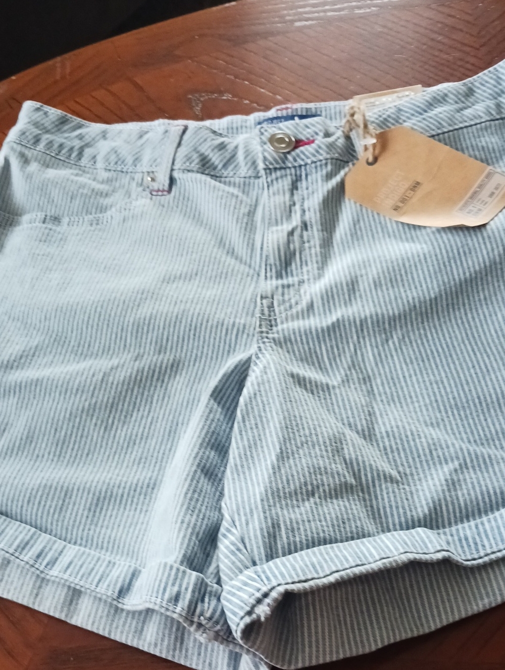 Kohl's Light Blue Pinstripe Women’s Jean Shorts